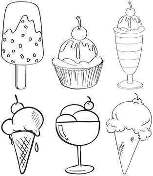 Sketches of the different desserts