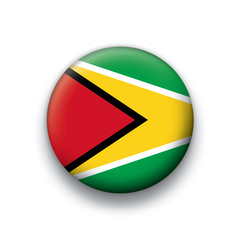 Vector flag button series Guyana