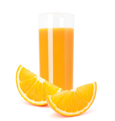 Juice glass and orange fruit