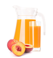 Peach fruit juice in glass jug