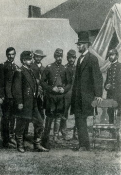 Lincoln with McClellan after the Battle of Antietam (1862)