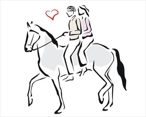 pareja montando a caballo