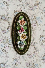 Ceramic flowers on the floral wall