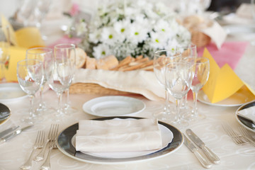 table prepared for the wedding