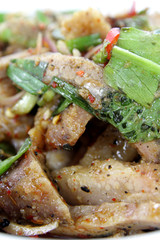 Thai food , Nam Tok Moo (Grilled Pork Salad)
