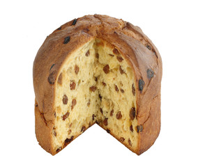 italian cake named panettone, typical christmas cake