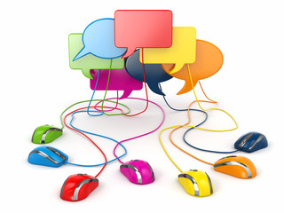 Concept of social network. Forum or chat bubble speech.