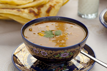 Cup of Moroccan harira soup