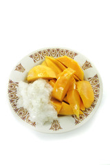 Thai Mango with Sticky Rice and Coconut Sauce Dessert