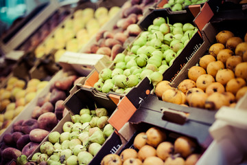 Fruits and vegetables at a farmers market