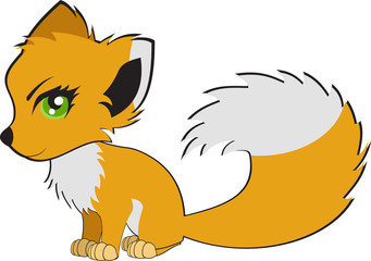 Cute cartoon fox. Vector illustration. All in a single layer.