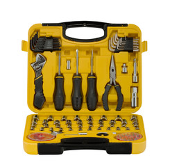 Toolbox with different instruments isolated on white