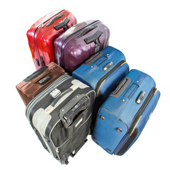 Sets of luggage bags over white background