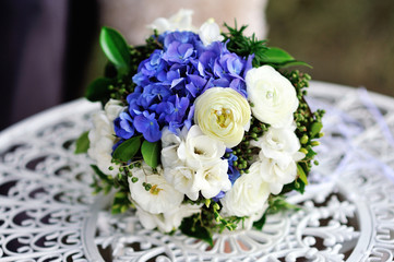 beautiful wedding bouquet on the table