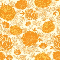 Plaid avec motif Orange Vector art or fleurs élégantes sans soudure de fond