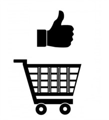 Pouce en l'air dans un caddie