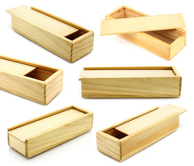 Wooden boxes on a white background .
