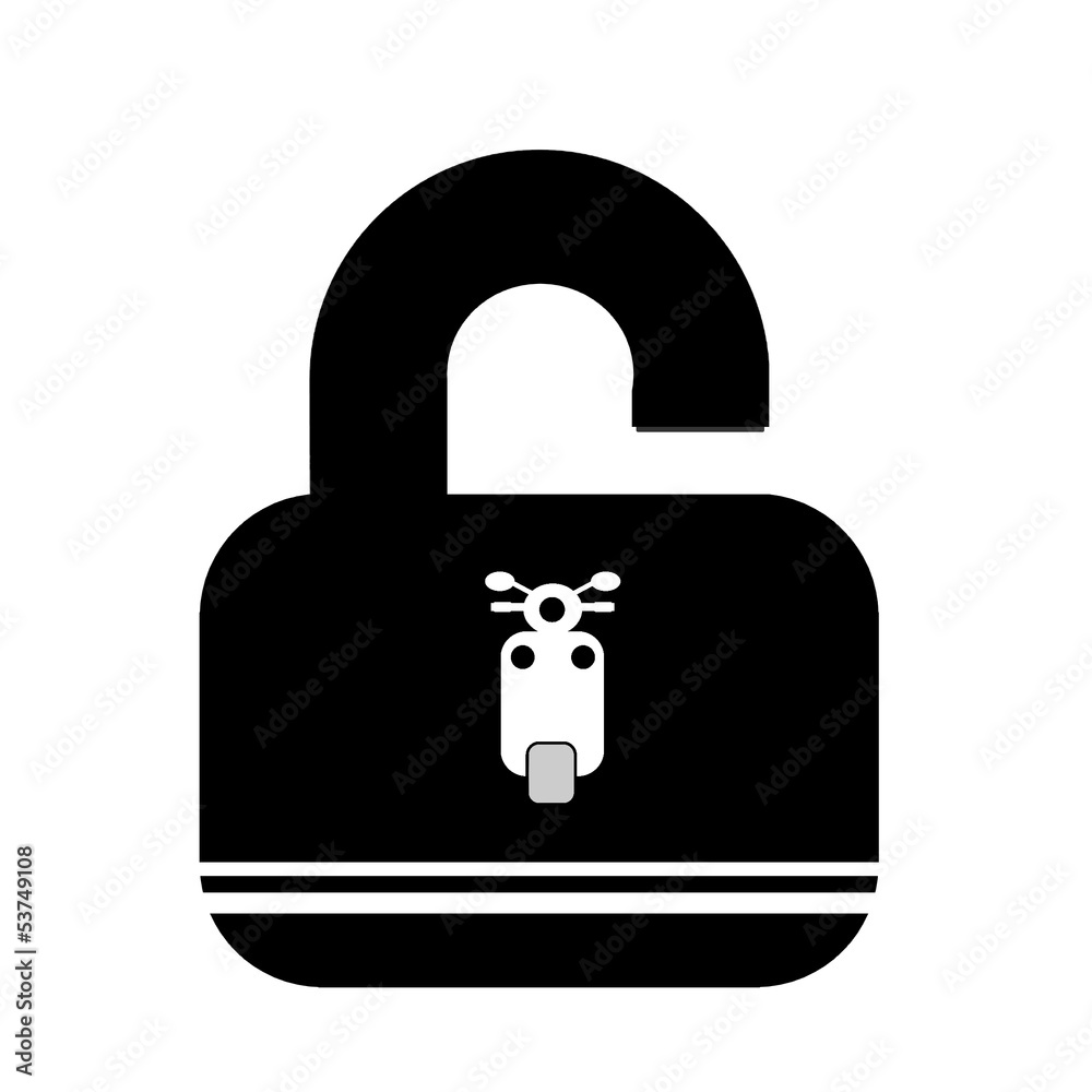 Poster scooter dans un cadenas ouvert