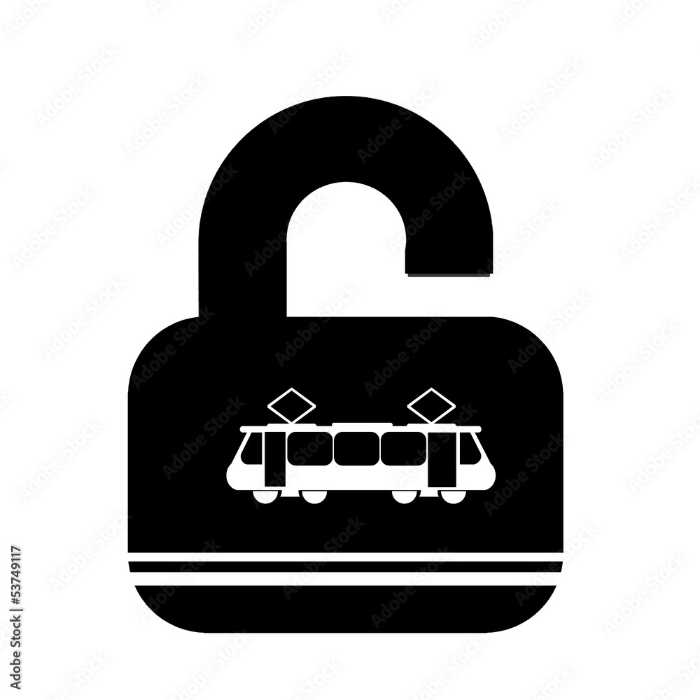 Poster tramway dans un cadenas ouvert