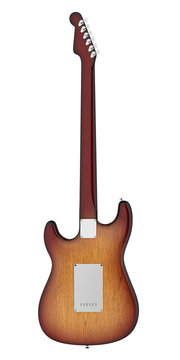 back view of electric guitar isolated on white background