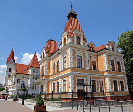 Building in town Trencianske Teplice, Slovakia