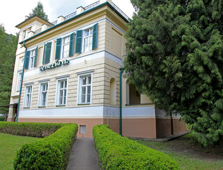 Building in town Trencianske Teplice, Slovakia