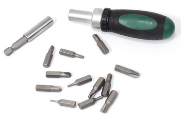 screwdriver bits set on a white background