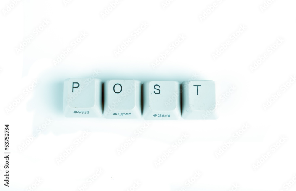 Fototapete post word written with computer buttons