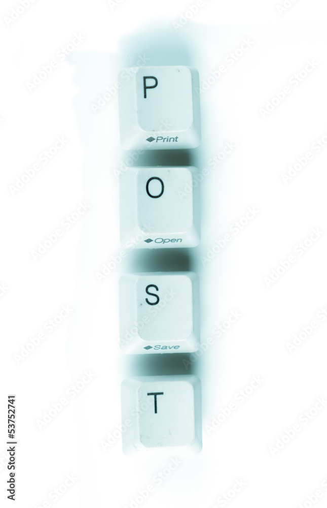 Poster post word written with computer buttons