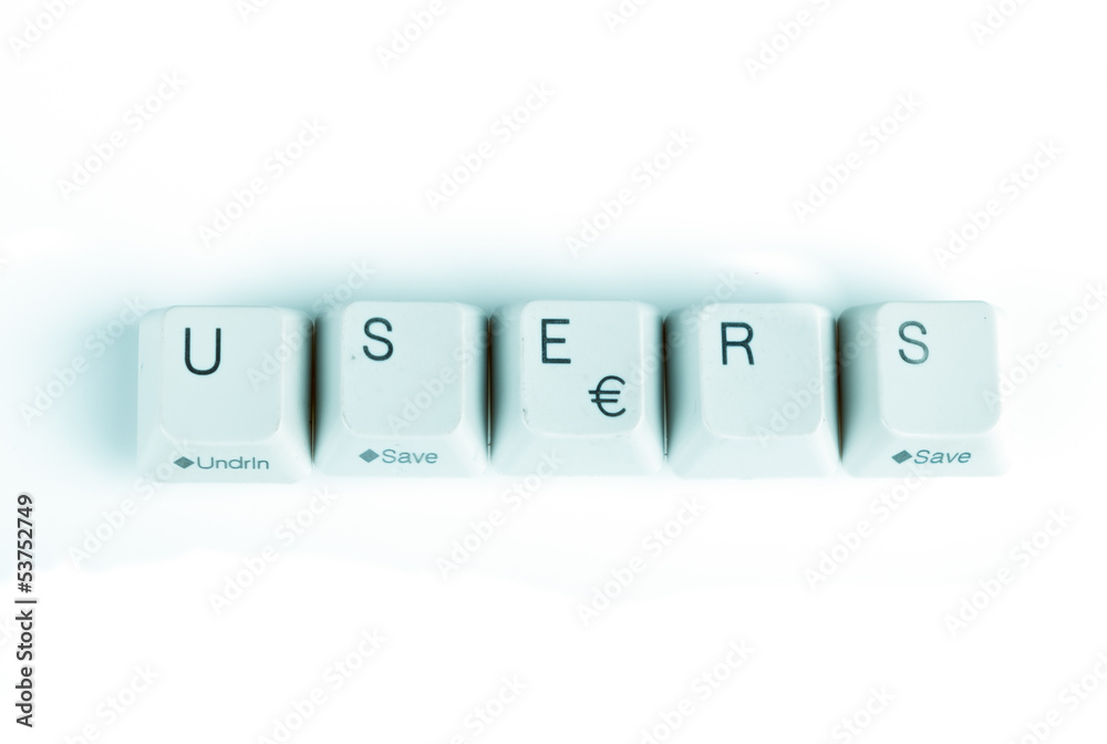 Fototapete users word written with computer buttons
