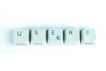 Users word written with computer buttons
