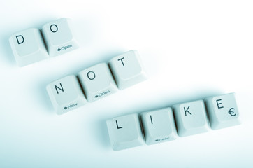 Do not Like words written with computer buttons