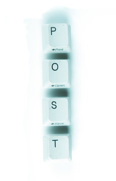 Post word written with computer buttons