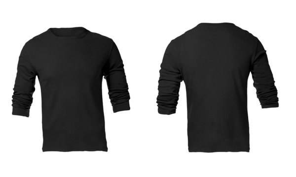 Men's black long sleeve t-shirt template
