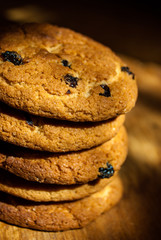 stack of oatmeal cookies on wood
