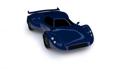 Blue race car isolated