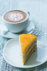 orange cake and coffee
