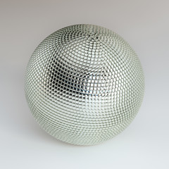 Silver Shining Disco Ball On White Background