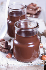 Chocolate cream in a jar.