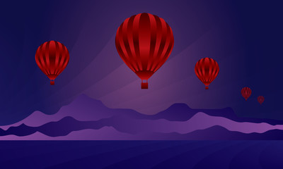 Air balloon in the night sky