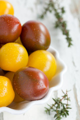 Cherry tomatoes in a basket.