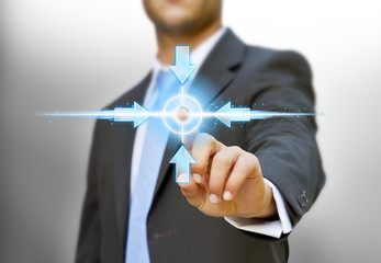 Businessman touching tactile interface