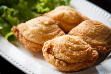 Samosas Pastry on a plate.