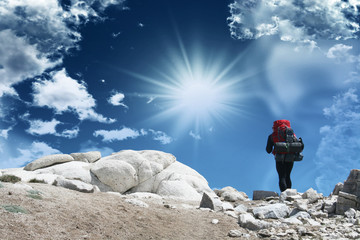 The climb on John Muir Trail with beautiful sky