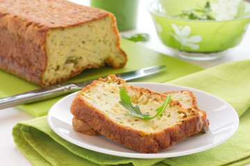 Cake with zucchini and cheese.