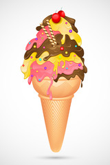 vector illustration of colorful ice cream cone