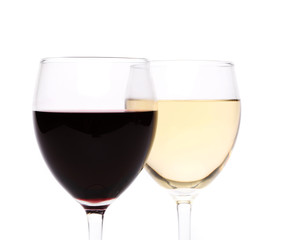 White and red wine glasses