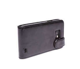 Smartphone in leather case