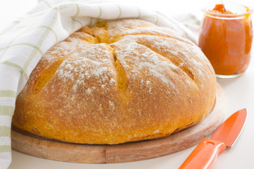 Pumpkin bread with nuts.