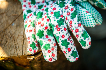 colorful gardening gloves